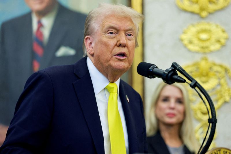 FILE PHOTO: U.S. President Donald Trump speaks during a press conference in the Oval Office at the White House in Washington, D.C., U.S., October 15, 2025. REUTERS/Jonathan Ernst/File Photo