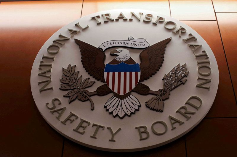 FILE PHOTO: A view of the National Transportation Safety Board sign at NTSB headquarters in Washington, U.S., August 6, 2024. REUTERS/Kaylee Greenlee Beal/File Photo