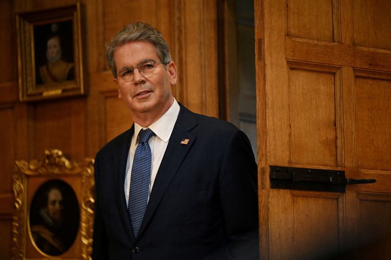 FILE PHOTO: US Treasury Secretary Scott Bessent attends a press conference held by U.S. President Donald Trump and UK Prime Minister Keir Starmer at Chequers at the conclusion of a state visit on September 18, 2025 in Aylesbury, England. Leon Neal/Pool via REUTERS/File Photo
