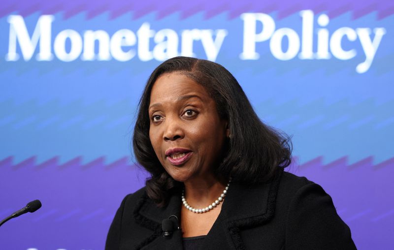 Federal Reserve Board Governor Lisa Cook speaks on "The Outlook for the Economy and Monetary Policy" at the Brookings Institution in Washington, D.C., U.S., November 3, 2025. REUTERS/Kevin Lamarque