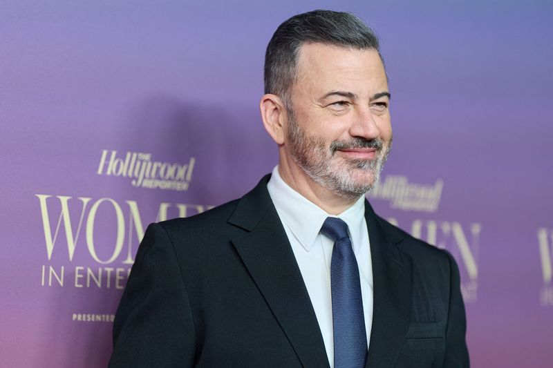 Jimmy Kimmel arrives to the Hollywood Reporter's Annual Women in Entertainment Gala at the Beverly Hills Hotel in Beverly Hills, California, U.S. December 3, 2025.  REUTERS/Allison Dinner