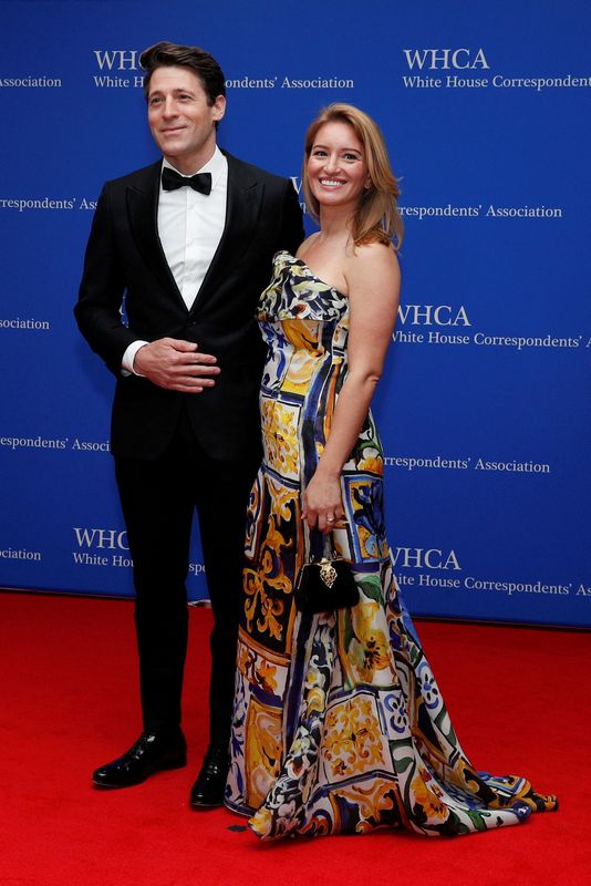 FILE PHOTO: Tony Dokoupil and Katy Tur arrive on the red carpet for the annual White House Correspondents' Association Dinner in Washington, U.S., April 30, 2022. REUTERS/Tom Brenner/File Photo