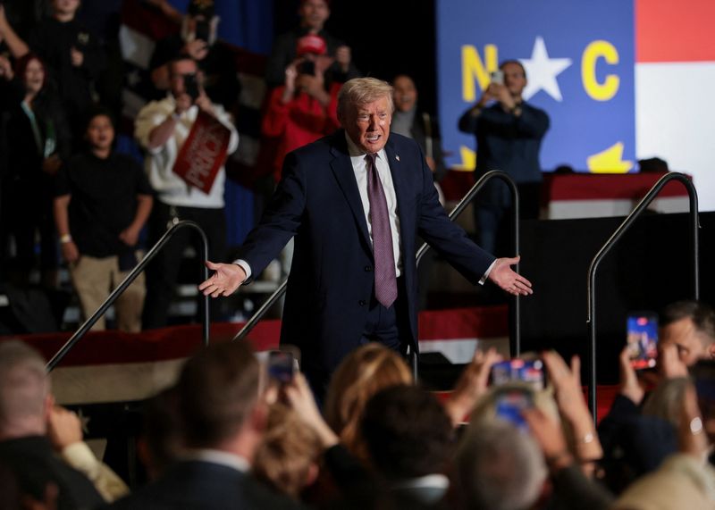 U.S. President Donald Trump reacts at Rocky Mount Event Center in Rocky Mount, North Carolina, U.S., December 19, 2025. REUTERS/Jessica Koscielniak