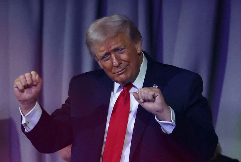 FILE PHOTO: Soccer Football - FIFA World Cup 2026 - FIFA World Cup 2026 Draw - John F. Kennedy Center for the Performing Arts, Washington, D.C., U.S. - December 5, 2025 U.S. President Donald Trump dances as Village People perform during the FIFA World Cup 2026 draw Pool via REUTERS/Dan Mullan/File Photo
