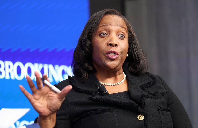 Federal Reserve Board Governor Lisa Cook speaks on "The Outlook for the Economy and Monetary Policy" at the Brookings Institution in Washington, D.C., U.S., November 3, 2025. REUTERS/Kevin Lamarque