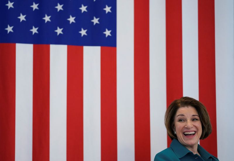 Democratic U.S. presidential candidate Amy Klobuchar speaks at the Nashua Rotary Club Meeting in Nashua, NH, U.S., February 10, 2020. REUTERS/Kevin Lamarque