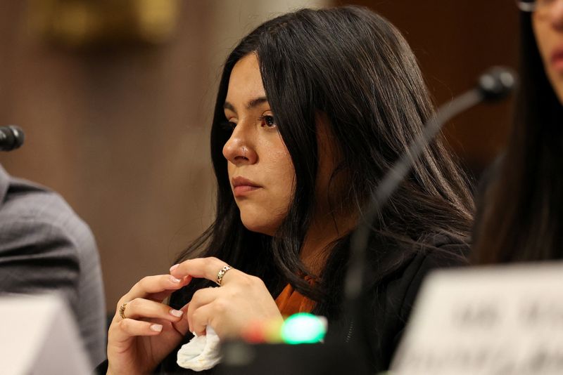 Marimar Martinez, a U.S. citizen who was shot multiple times by a U.S. Customs and Border Protection (CBP) agent in Chicago, Illinois on October 4, 2025, attends a public forum to discuss the use of violent force by Department of Homeland Security (DHS) agents, on Capitol Hill in Washington, D.C., U.S., February 3, 2026. REUTERS/Kylie Cooper/File Photo