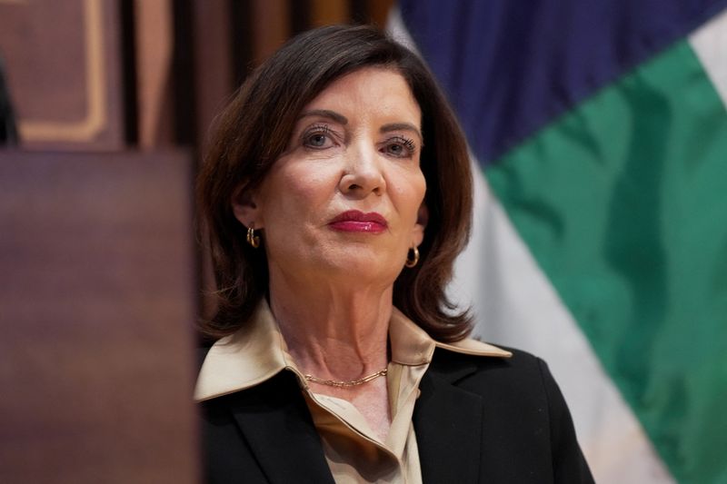 New York Governor Kathy Hochul attends a press conference at NYPD headquarters in New York City, U.S., January 6, 2026. REUTERS/Angelina Katsanis