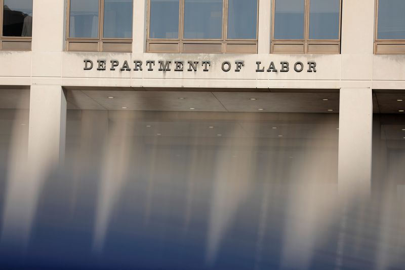 Signage is seen at the United States Department of Labor headquarters in Washington, D.C., U.S., August 29, 2020. REUTERS/Andrew Kelly