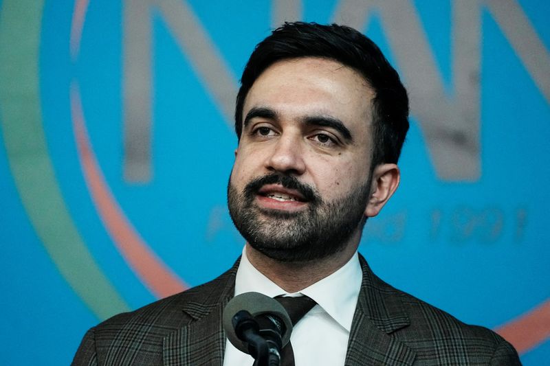 NYC Mayor Zohran Mamdani speaks to guests during commemoration of MLK day at the National Action Network in New York City, U.S., January 19, 2026.  REUTERS/Eduardo Munoz