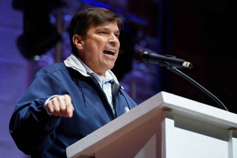 FILE PHOTO: Democratic congressman for district 34, Vicente Gonzalez, speaks during Bobby Pulido?s political campaign kickoff at The Citrus Live Theater in Edinburg Texas, U.S. December 15, 2025.    REUTERS/Gabriel V. Cardenas/File Photo