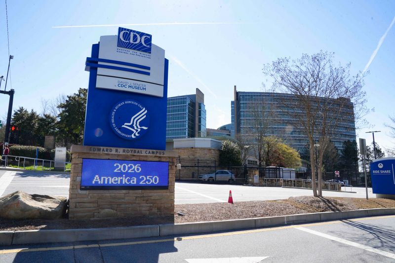 A sign sits outside the Centers for Disease Control and Prevention (CDC) Roybal campus in Atlanta, Georgia, U.S. March 18, 2026. REUTERS/Megan Varner