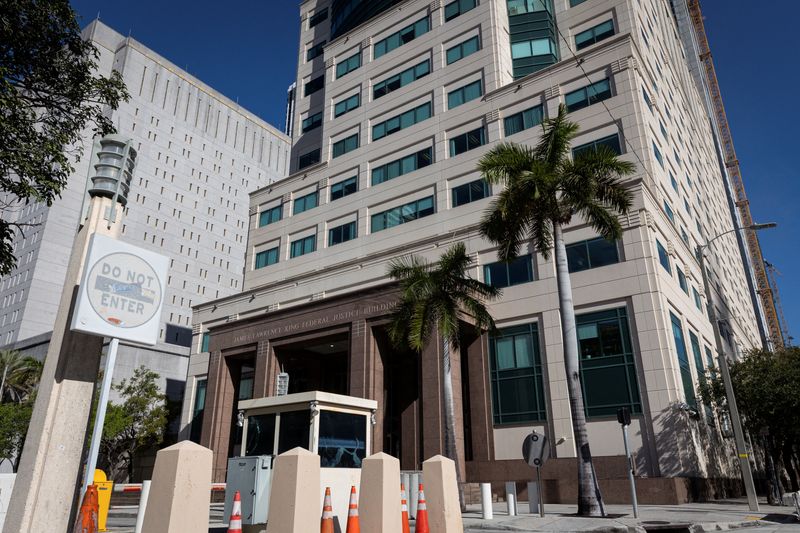 The James Lawrence King Federal Justice Building on the day former U.S. Congressman David Rivera faces trial on charges of illegally lobbying U.S. officials to prevent further economic sanctions against ousted Venezuelan President Nicolas Maduro's government, in Miami, Florida, U.S., March 23, 2026. REUTERS/Marco Bello