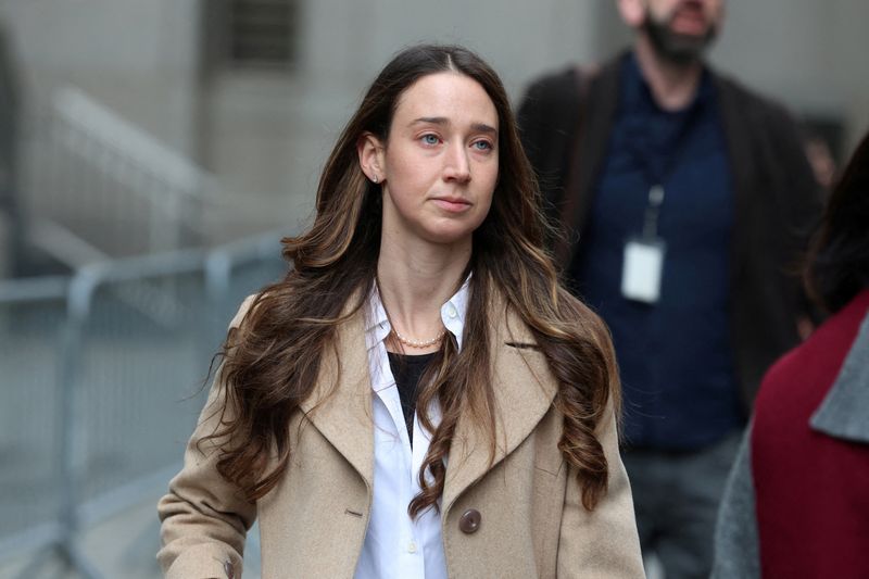 FILE PHOTO: Charlie Javice exits, following her guilty verdict in a criminal trial on charges of defrauding JPMorgan Chase & Co., at Manhattan federal court in New York City, U.S., March 28, 2025.REUTERS/Brendan McDermid/File Photo