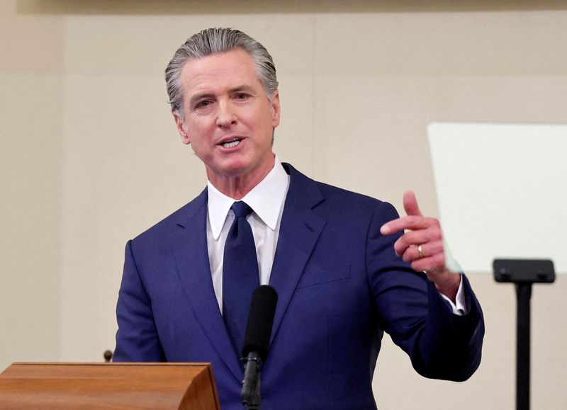 California Governor Gavin Newsom delivers the State of the State address in Sacramento, California, U.S. January 8, 2026. REUTERS/Fred Greaves