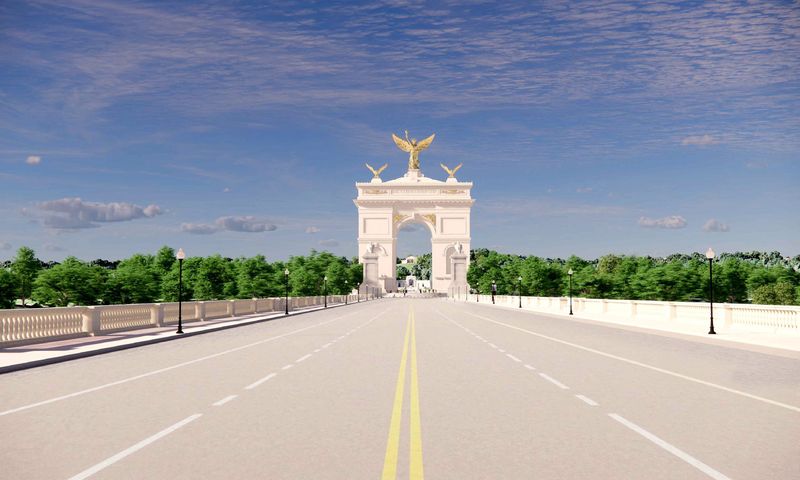 An artist's rendering of U.S. President Donald Trump's proposed 'Independence Arch' is seen in this handout obtained on April 10, 2026. U.S. Commission on Fine Arts/Handout via REUTERS