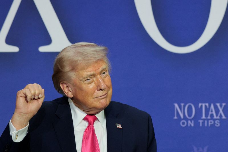 U.S. President Donald Trump gestures during a roundtable focused on tax cuts in Las Vegas, Nevada, U.S., April 16, 2026. REUTERS/Evan Vucci