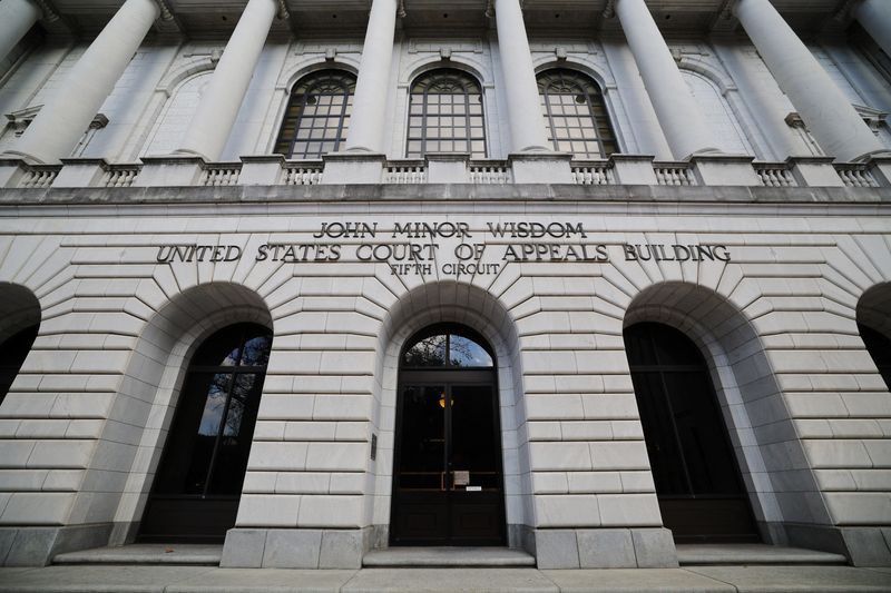 The John Minor Wisdom United States Court of Appeals Building stands in New Orleans, Louisiana, U.S., February 7, 2025.   REUTERS/Brian Snyder