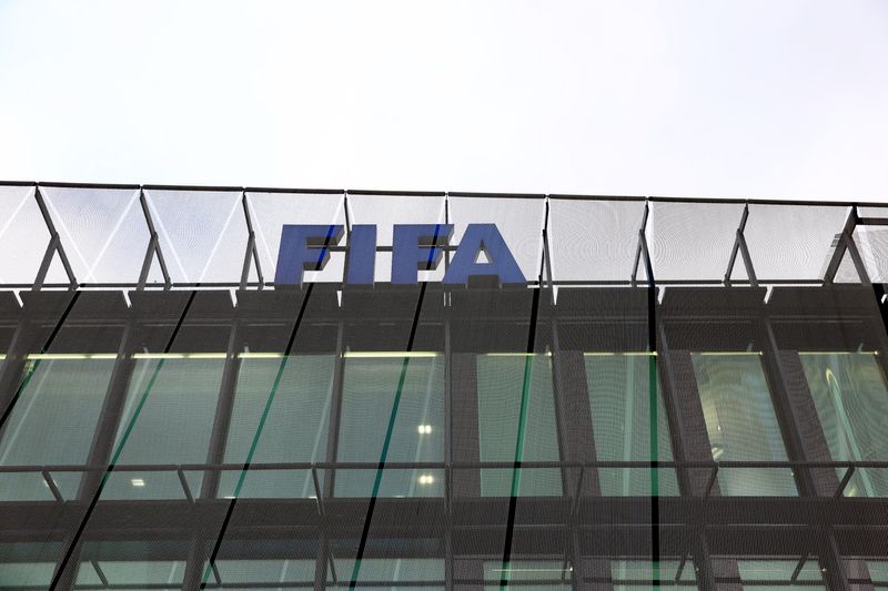 FILE PHOTO: Soccer Football - World Cup Playoff Tournament and European Playoff draws - FIFA Headquarters, Zurich, Switzerland- November 20, 2025 General view outside the headquarters REUTERS/Denis Balibouse/File Photo