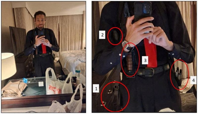 Cole Tomas Allen, the suspect in the shooting incident in Washington at the annual White House Correspondents' Association dinner, appears in a selfie picture in a composite handout image released on April 29, 2026 by the U.S. Department of Justice in Washington. U.S. Department of Justice/Handout via REUTERS