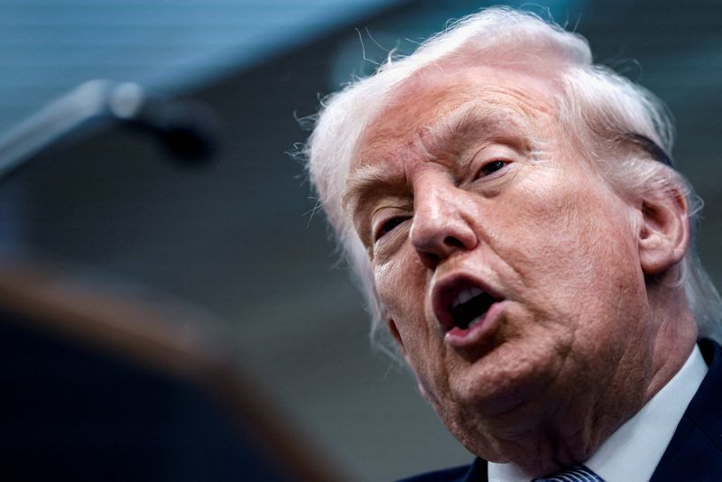 FILE PHOTO: U.S. President Donald Trump speaks during a press conference in the James S. Brady Press Briefing Room at the White House in Washington, D.C., U.S., April 6, 2026. REUTERS/Evelyn Hockstein/File Photo