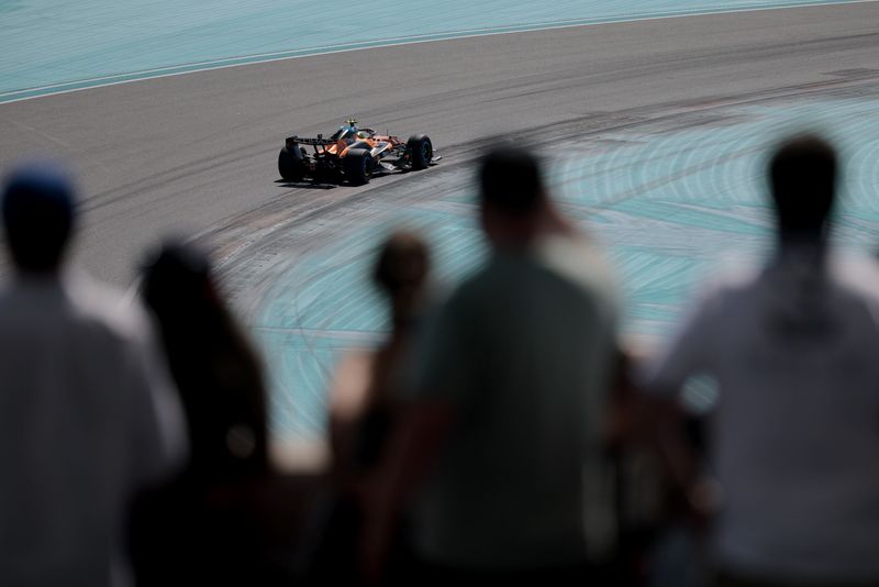 Formula One F1 - Miami Grand Prix - Miami International Autodrome, Miami, Florida, United States - May 2, 2026  McLaren's Lando Norris during qualifying REUTERS/Brian Snyder