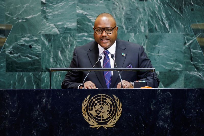 FILE PHOTO: Zambia’s Foreign Minister Mulambo Hamakuni Haimbe addresses the 80th United Nations General Assembly at UN headquarters in New York City, U.S., September 29, 2025. REUTERS/Eduardo Munoz/File Photo