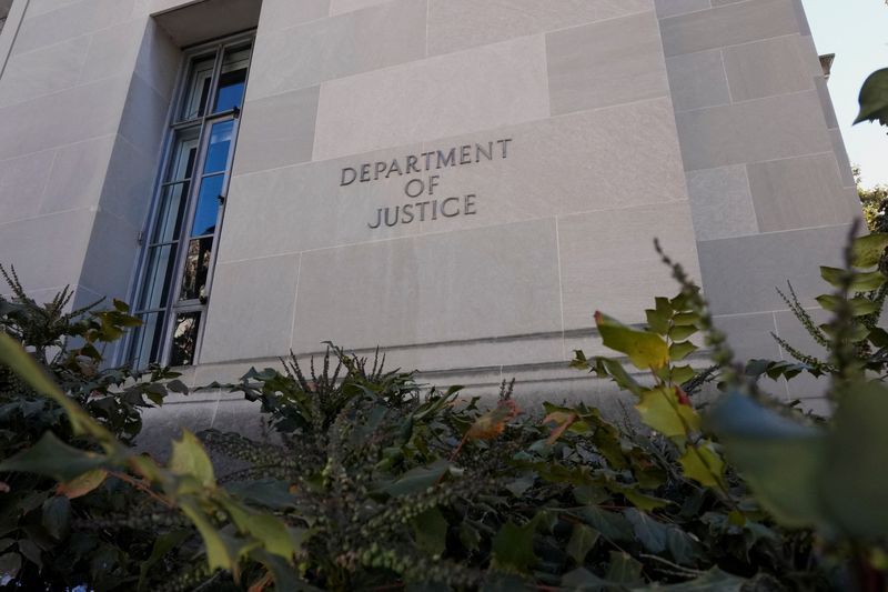 A view of the U.S. Department of Justice, after U.S. President Donald Trump and members of his family sued the IRS and the U.S. Treasury Department for $10 billion for disclosing their tax returns, in Washington, D.C., U.S., February 1, 2026. REUTERS/Ken Cedeno