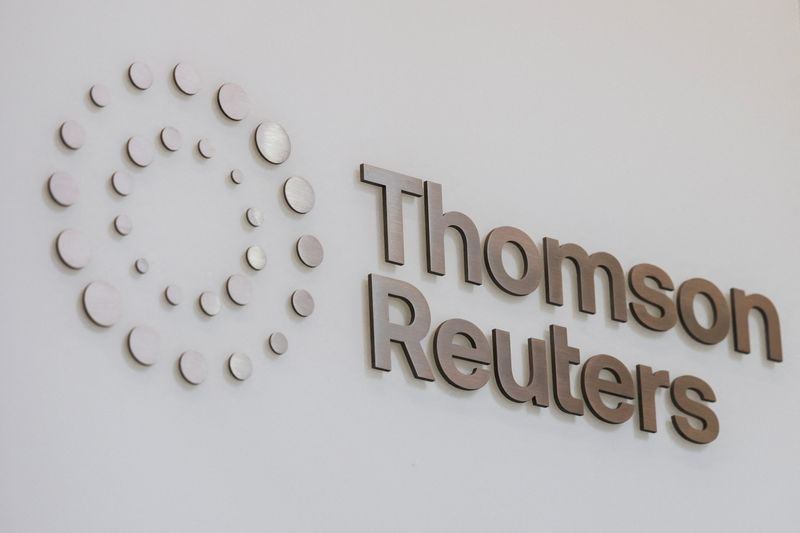 The Thomson Reuters logo is displayed on the company's building in Times Square, New York City, U.S., August 6, 2025. REUTERS/Jeenah Moon