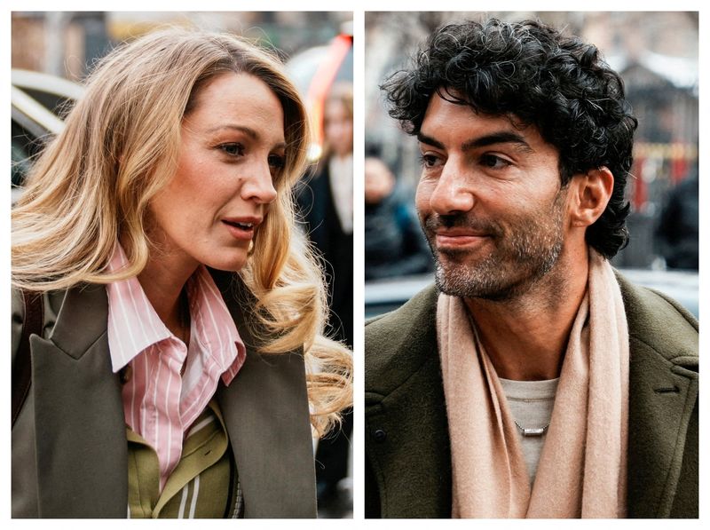 A combination picture shows actors Blake Lively and Justin Baldoni arriving for a "settlement conference" at the United States District Court in New York City, U.S., February 11, 2026.  REUTERS/Eduardo Munoz