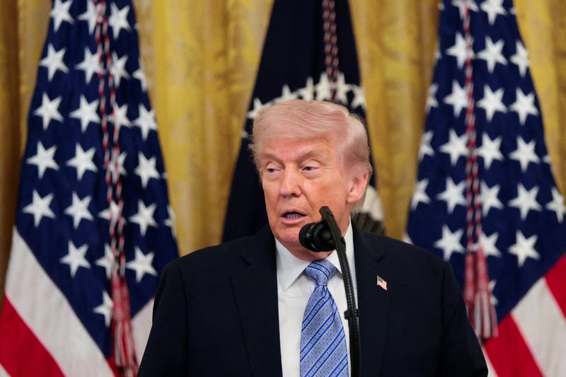 U.S. President Donald Trump speaks during a Small Business Summit in the East Room at the White House in Washington, D.C., U.S., May 4, 2026. REUTERS/Kylie Cooper/File Photo