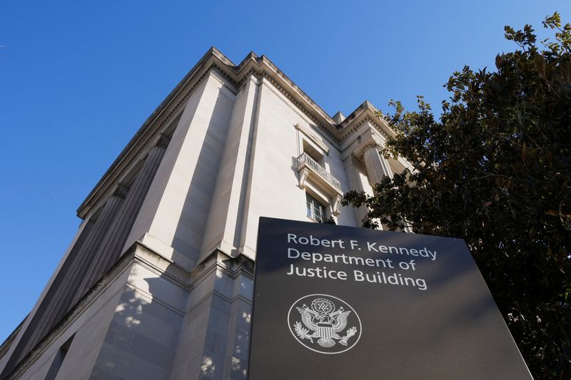 A view of the U.S. Department of Justice building in Washington, D.C., U.S., February 1, 2026. REUTERS/Ken Cedeno/File Photo