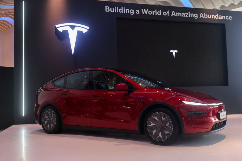 The Tesla Model Y L variant during a launch event in Mumbai, India, April 22, 2026. REUTERS/Francis Mascarenhas