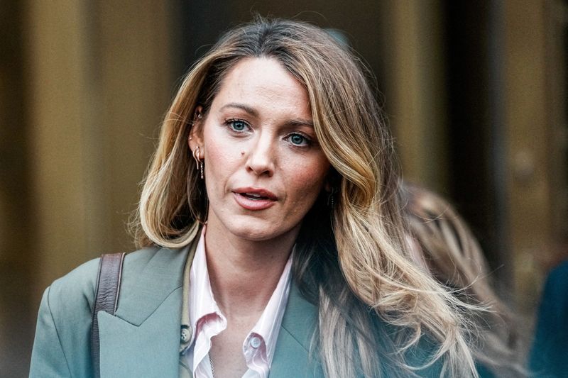 FILE PHOTO: Actor Blake Lively leaves the courthouse after 'settlement conference' at the United States District Court in New York City, U.S., February 11, 2026.  REUTERS/Eduardo Munoz/File Photo