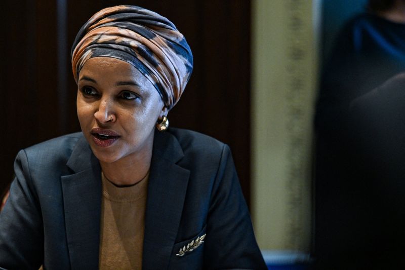 U.S. Rep. Ilhan Omar, D-MN, speaks at a forum held by the Democratic Women's Caucus titled "Trump's Report Card: Failing Working Women” on Capitol Hill in Washington, D.C., U.S., February 4, 2026. REUTERS/Annabelle Gordon