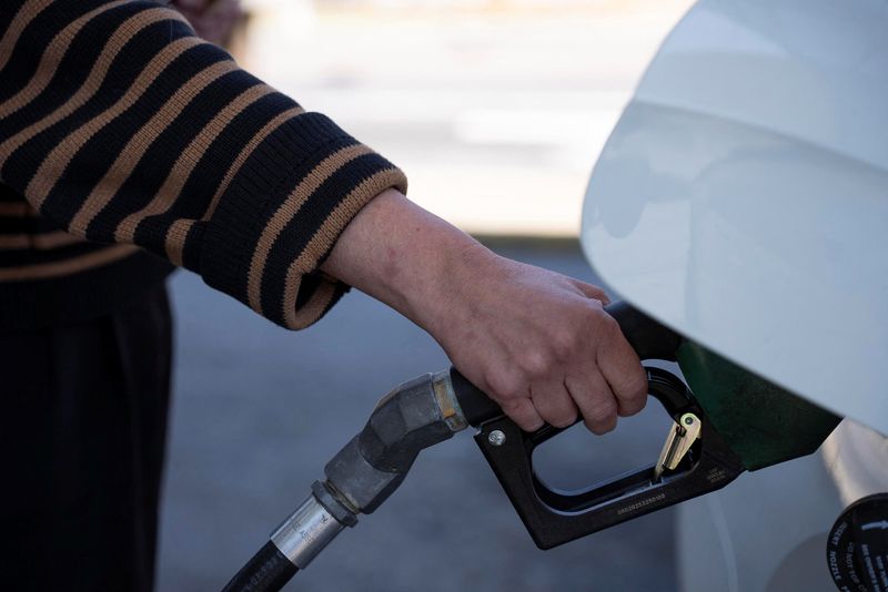 A person pumps their gasoline at a gas station in Atlanta, Georgia, U.S., March 20, 2026. REUTERS/Alyssa Pointer