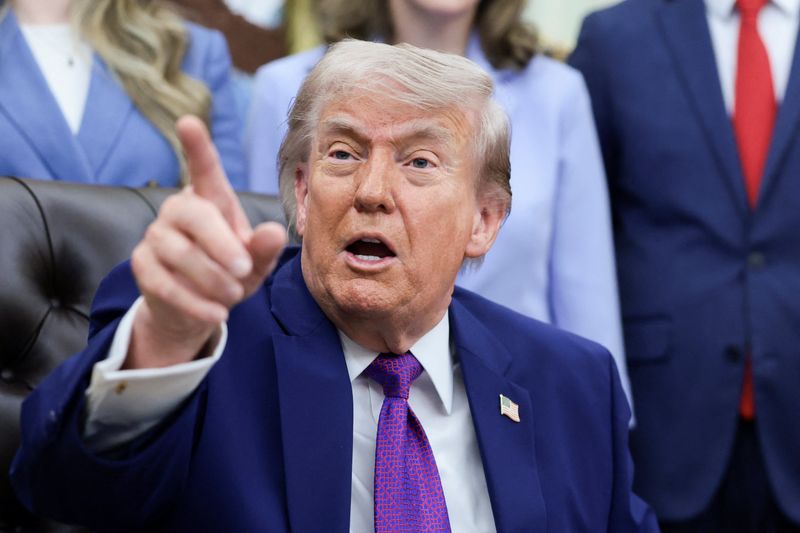 U.S. President Donald Trump speaks during a maternal health event in the Oval Office at the White House in Washington, D.C., U.S., May 11, 2026. REUTERS/Evelyn Hockstein