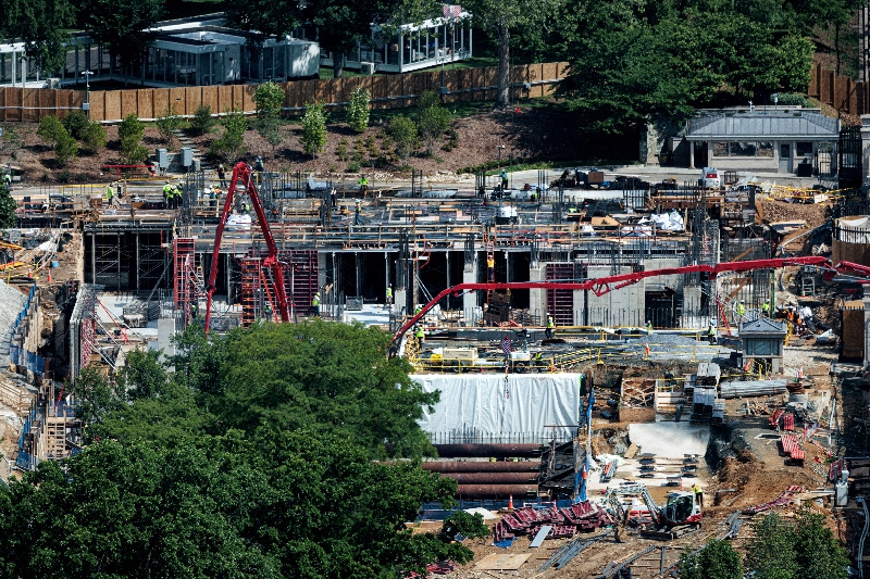 FILE PHOTO: Construction continues on the planned White House ballroom in the area of the former East Wing in Washington, D.C., U.S., May 14, 2026. REUTERS/Evelyn Hockstein/File Photo