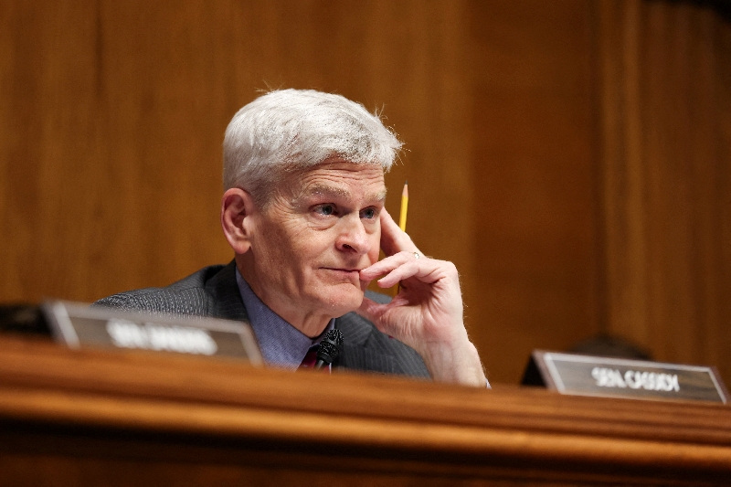 FILE PHOTO: U.S. Senator Bill Cassidy (R-LA), Chair of the Senate Health, Education, Labor, and Pensions Committee, attends a confirmation hearing for Casey Means, nominated to serve as the next U.S. Surgeon General, on Capitol Hill in Washington, D.C., U.S., February 25, 2026. REUTERS/Kylie Cooper/File Photo