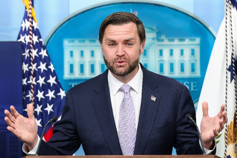 U.S. Vice President JD Vance speaks during a press briefing at the White House in Washington, D.C., U.S., May 19, 2026.  REUTERS/Kevin Lamarque