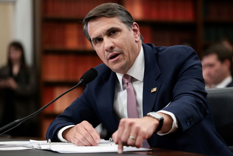 Acting U.S. Attorney General Todd Blanche responds to U.S. Rep. Madeleine Dean's (D-PA) question during his testimony before a House Appropriations Commerce, Justice, Science, and Related Agencies Subcommittee oversight hearing on the Department of Justice, on Capitol Hill, in Washington, D.C., U.S., June 2, 2026. REUTERS/Evelyn Hockstein