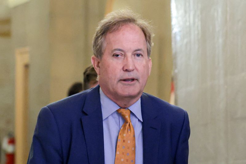 FILE PHOTO: Texas Attorney General Ken Paxton walks through the U.S. Capitol Building, following a meeting in Senate Majority Leader John Thune's (R-SD) office, on Capitol Hill, in Washington, D.C., U.S., June 3, 2026. REUTERS/Kylie Cooper/File Photo