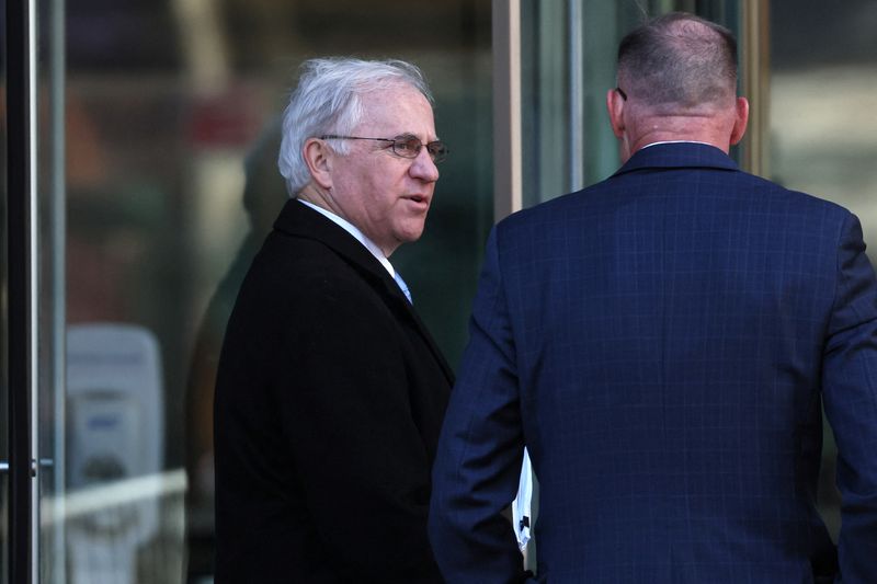 Former U.S. Congressman Stephen Buyer arrives for his insider trading trial at the United States Courthouse in the Manhattan borough of New York City, U.S., March 8, 2023.  REUTERS/Brendan McDermid