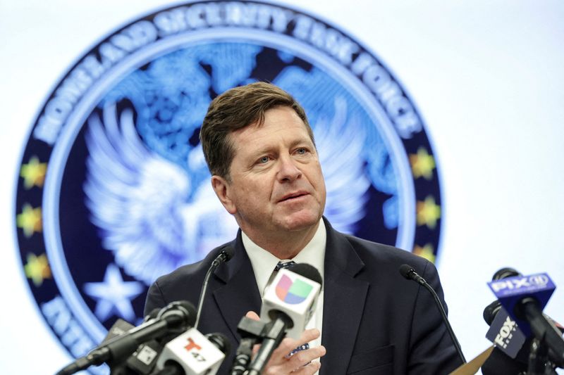 FILE PHOTO: Jay Clayton, United States Attorney for the Southern District of New York, speaks during a press conference in New York City, U.S., December 10, 2025. REUTERS/Jeenah Moon/File Photo