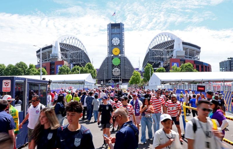 Soccer Football - FIFA World Cup 2026 - Group D - United States v Australia - Fans in Seattle - Seattle, Washington, U.S. - June 19, 2026 United States fans outside the stadium after the match IMAGN IMAGES via Reuters/Kevin Ng