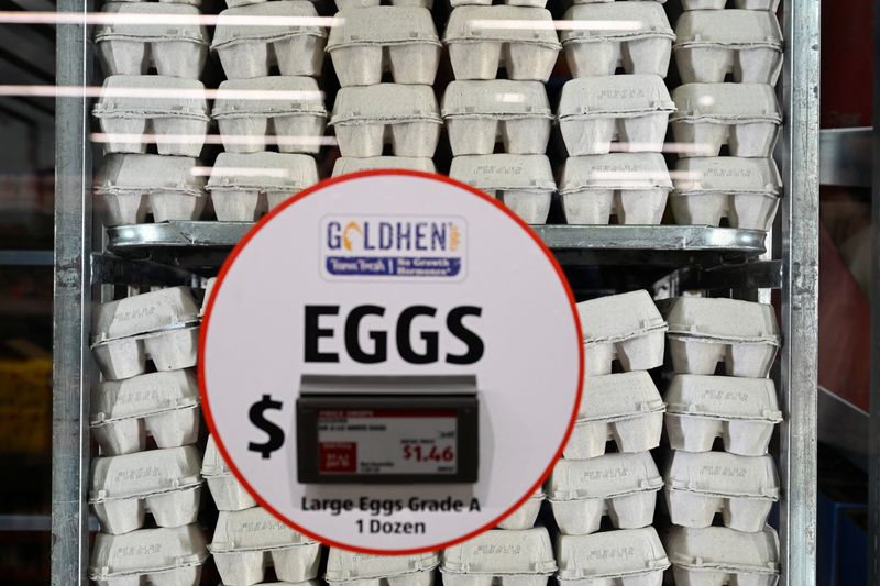 Eggs on display in an Aldi grocery store in New York City, U.S. June 17, 2026.    REUTERS/Vincent Alban