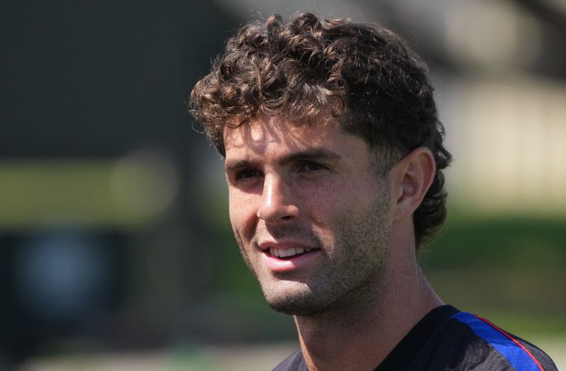 Soccer Football - FIFA World Cup 2026 - United States Training - Great Park Sports Complex, Irvine, California, U.S. - June 24, 2026 Christian Pulisic of the U.S. speaks with the media ahead of training IMAGN IMAGES via Reuters/Kirby Lee