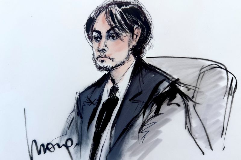 Jonathan Rinderknecht, accused of deliberately setting a blaze that grew into one of the deadliest and most destructive wildfires on record in the Pacific Palisades neighborhood, attends his trial at federal court in Los Angeles, California, U.S. June 10, 2026 in a courtroom sketch.  REUTERS/Mona Edwards