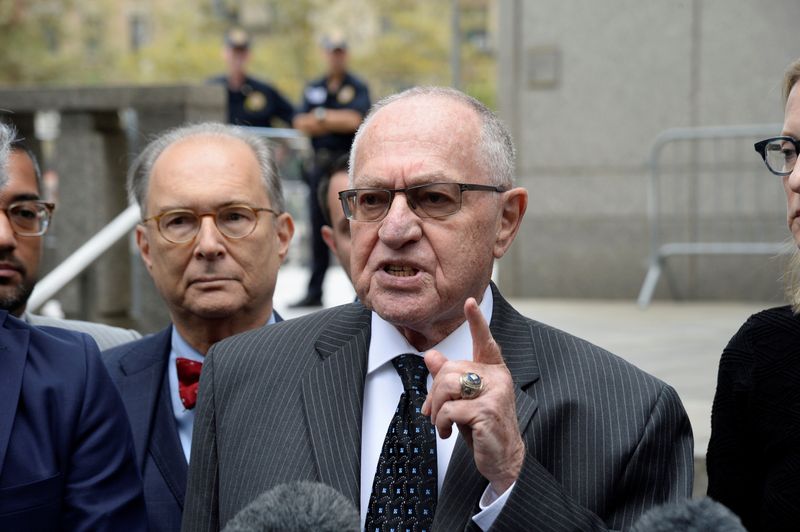 Alan Dershowitz leaves the Manhattan Federal Court in New York, U.S., September 24, 2019. REUTERS/Jefferson Siegel