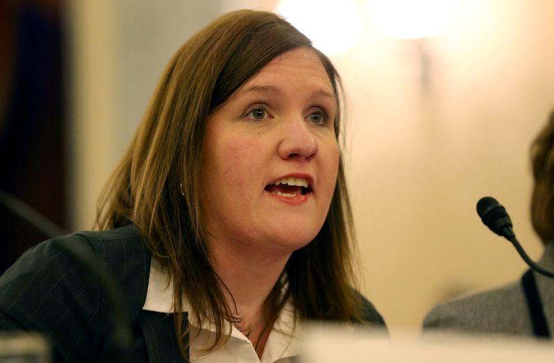 FILE PHOTO: Federal Trade Commissioner Rebecca Slaughter testifies on the "Oversight of the Federal Trade Commission" before the U.S. Senate Consumer Protection, Product Safety, Insurance and Data Security Subcommittee in the Russell Senate Office Building in Washington, U.S., November 27, 2018. REUTERS/Leah Millis/File Photo